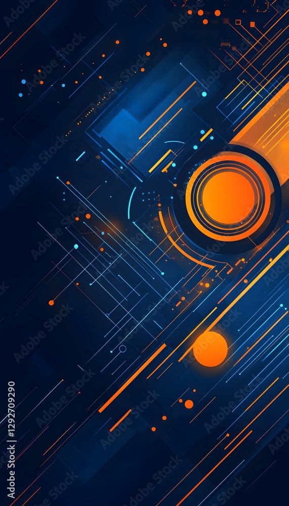 Poster abstract futuristic technology background with glowing lines and circles