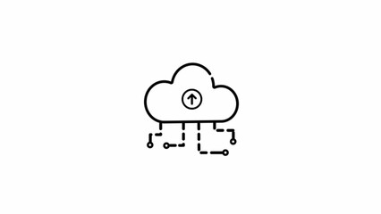 Cloud computing icon in trendy outline style design. Vector graphic illustration