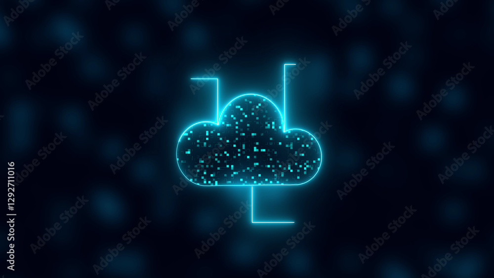 Poster cloud data storage interface concept. cloud computing, wifi, money, data, and lock security