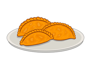 pastel vector design of traditional Indonesian food. ramadan food vector design with isolated background. fried pastel or jalangkote typical Indonesian food from Makassar