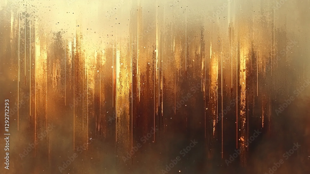 Poster Abstract Golden Vertical Lines with Hazy Background and Texture