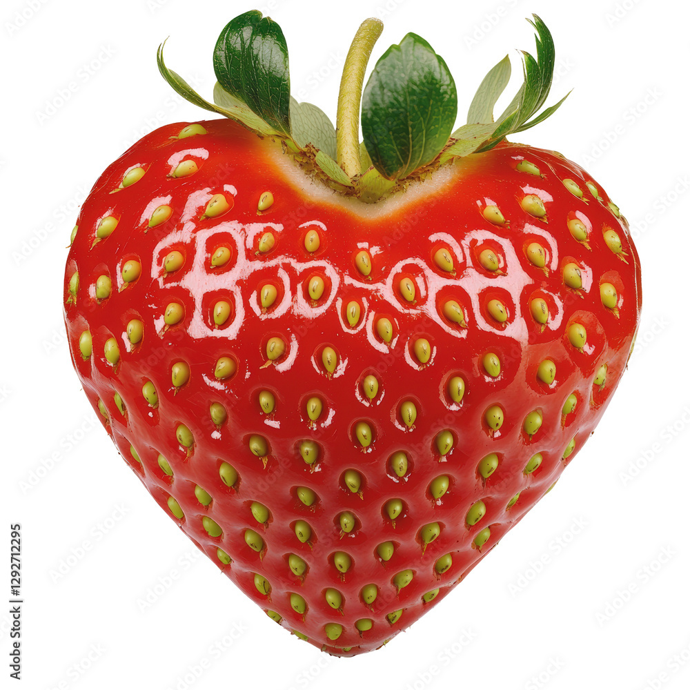 Aufkleber a unique strawberry with bright green seeds displayed on a white background highlighting its distinc