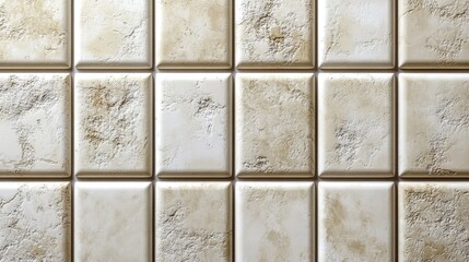 Beige square ceramic tiles in close-up, forming a seamless pattern ideal for interior design backgrounds and textures -
