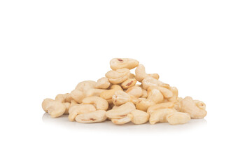 Cashew nuts pile isolated on white background