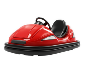 vibrant red bumper car designed for amusement parks, featuring sleek, modern look and comfortable seating. Perfect for fun rides and entertainment