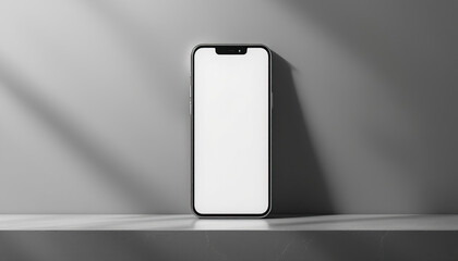 Smartphone Mockup on Grey Shelf with Shadows