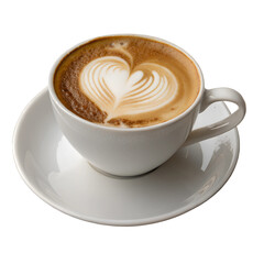 Cup of cappuccino with heart shape latte Isolated Trasnparent Background, Png Isolated, Trasnparent Background