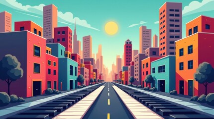 Obraz premium Piano-inspired business landscape with finance and coin elements bright season light urban viewpoint