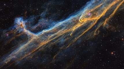 A glowing nebula stretches across the night sky blending with constellations in a cosmic masterpiece