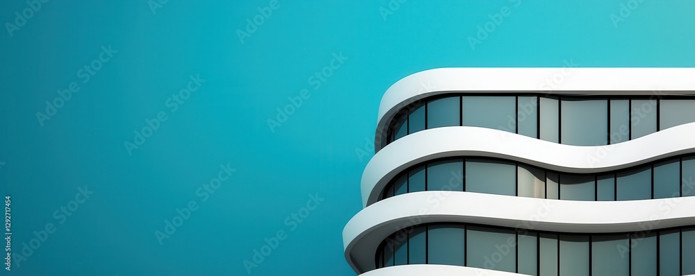 Poster curved modern architecture urban setting building design contemporary environment aerial view minima