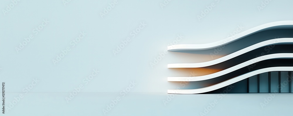 Poster modern architecture event minimalistic white building urban environment artistic perspective curved 