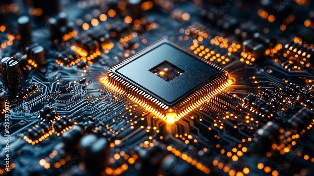 Aufkleber cyber security and private data protection concept – blue integrated circuit lock, robust firewall d