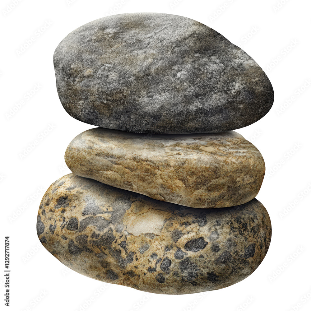 Poster serene stack of smooth rocks balanced harmoniously on each other against a natural background symbol