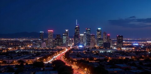 Downtown Phoenix Skyline Night With