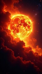Dramatic solar explosion releasing fiery bursts into space, solar, astronomy