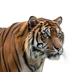 Fototapeta premium Portrait of Sumatran tiger Isolated Trasnparent Background, Png Isolated, Trasnparent Background