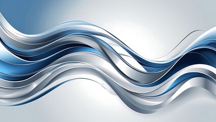 An abstract background with flowing blue, silver, and white curves, symbolizing growth and fluid communication, ideal for finance and business presentations.