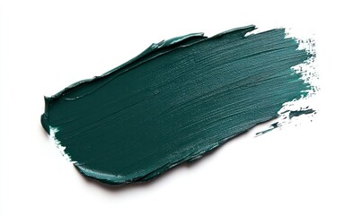 A swatch of rich, dark green paint on a white background, flat lay