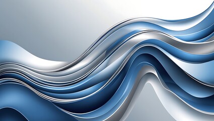 An abstract background with flowing blue, silver, and white curves, symbolizing growth and fluid communication, ideal for finance and business presentations.