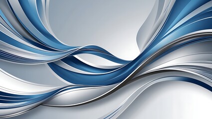 An abstract background with flowing blue, silver, and white curves, symbolizing growth and fluid communication, ideal for finance and business presentations.