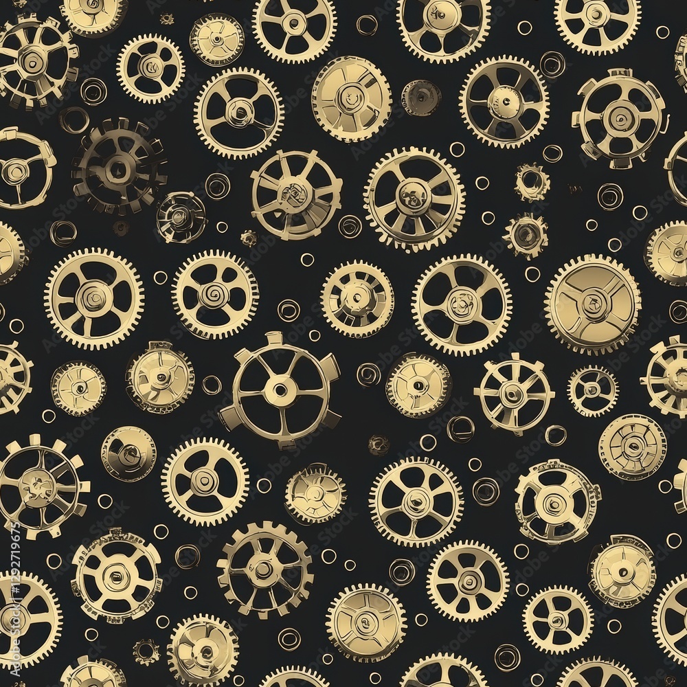 Aufkleber artistic pattern featuring clock gears illustrating mechanical components and design aesthetics