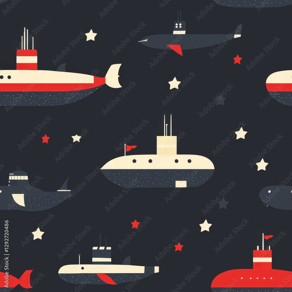 Poster intriguing pattern of a submarine bringing a nautical theme to life in an engaging design