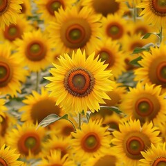 Fototapeta premium A single majestic sunflower standing tall in a vibrant field surrounded by its colorful companions