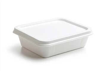 Isolated white foam food container on a white backdrop with a clipping path