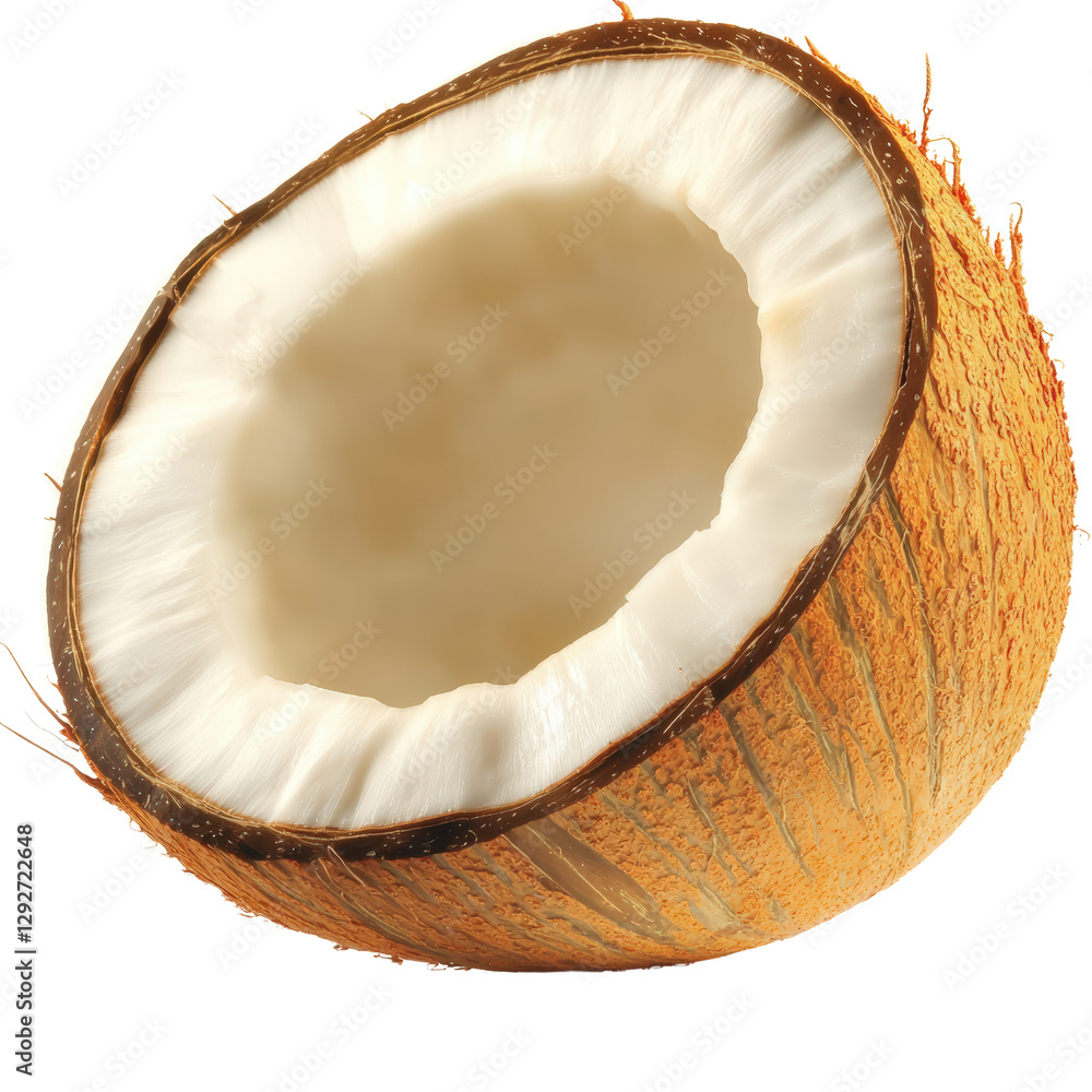 Poster fresh tropical coconut with hard and soft white flesh ready for enjoyment and refreshing hydration i