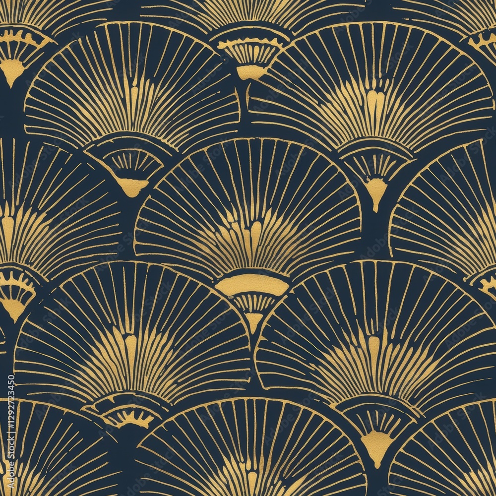Poster elegant fan pattern with intricate details and curved lines in a sophisticated and stylish design