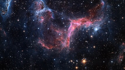 A massive glowing nebula stretches across the horizon blending with shifting constellations