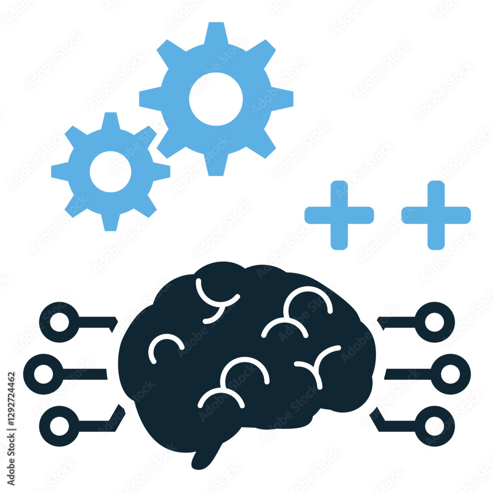 Poster reinforcement learning icon vector illustrating ai training through trial and error, rewards, and ac