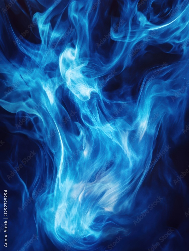 Poster bright blue gas flame glowing vividly against a dark background showcasing dynamic movement and inte
