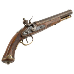 Old pirate flintlock pistol, pirate gun weapon Isolated Trasnparent Background, Png Isolated, Trasnparent Background