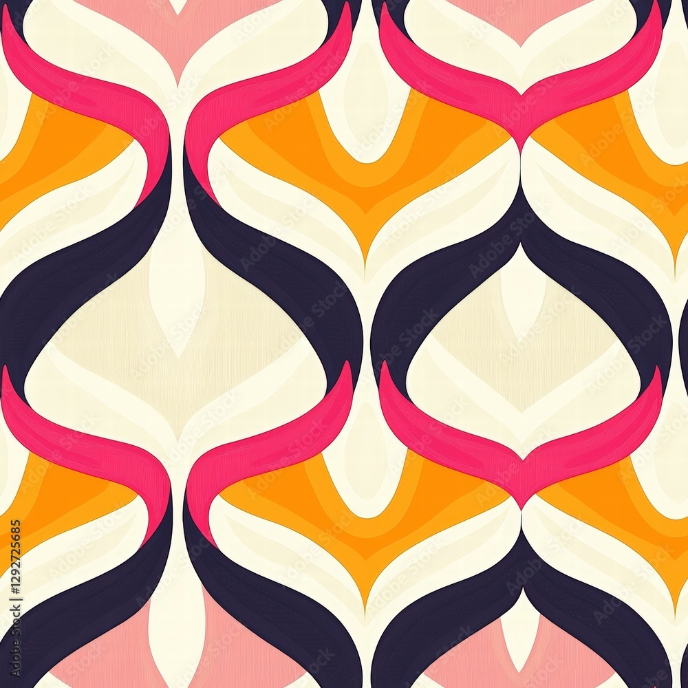 Poster bright and cheerful pattern with pink and orange design elements creating a playful atmosphere