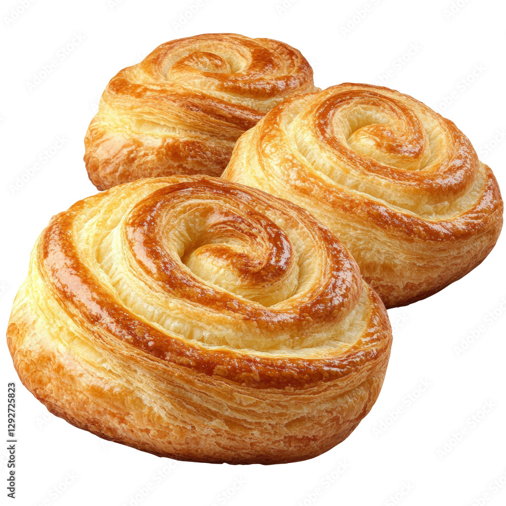Aufkleber a set of three tantalizing croissants artfully displayed on a dark background highlighting their fla