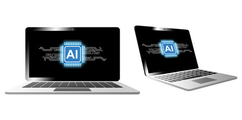 AI in device vector showing artificial intelligence. Represents machine learning, automation, smart computing, and digital transformation for futuristic technology and innovation.