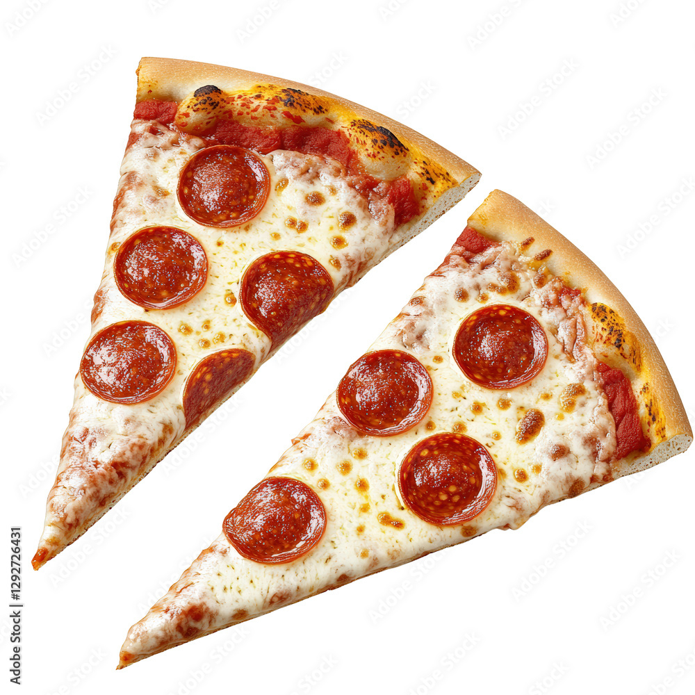 Poster two generously sized slices of deliciously topped pizza on a white plate ready to be enjoyed by pizz