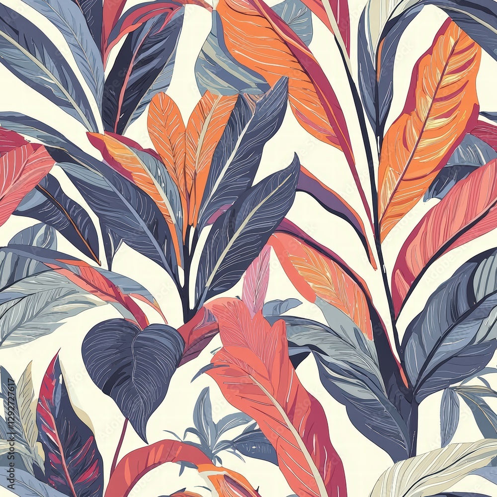 Poster elegant pattern of tropical leaves showcasing a diverse array of textures and colors