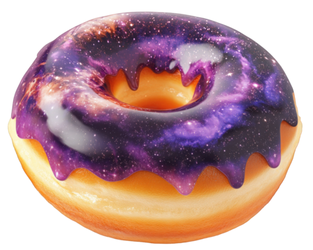 delicious doughnut with galaxy inspired frosting, featuring vibrant cosmic colors and glossy finish, perfect for space themed treats