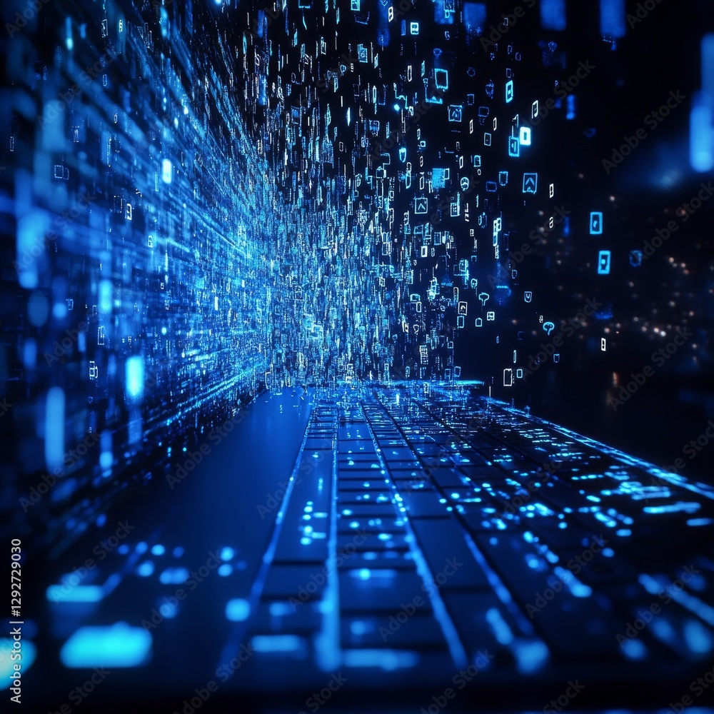 Poster Digital Frontier: Navigating the Blue Data Stream - Visualizing the Flow of Information and Connectivity