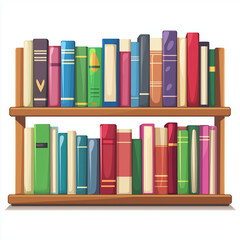 Fototapeta premium Large wooden bookshelf filled with colorful books, organized by size and color, representing a home library or study space