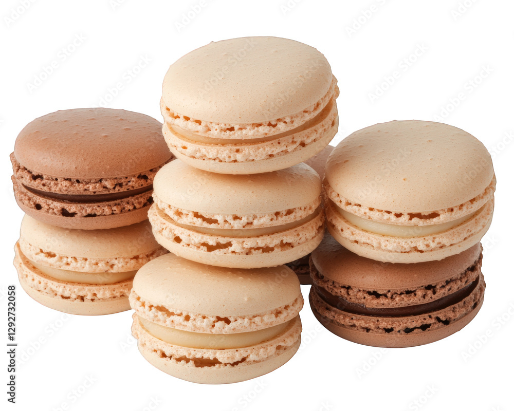Poster delightful stack of colorful macarons with smooth shells and delicate fillings, perfect for any dess