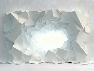 Fractured White Frame with a Central Void in Surreal Minimalism