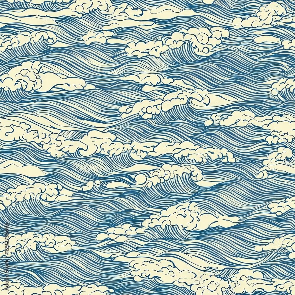 Poster stunning pattern of clouds and waves blending together to create a dreamy and ethereal landscape