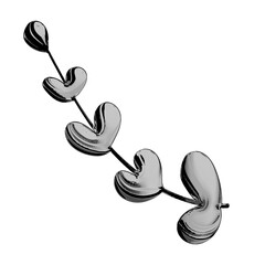 3D Rendered Chromic or Metallic Floral for Design Elements, Chromium Floral Element