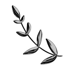 3D Rendered Chromic or Metallic Floral for Design Elements, Chromium Floral Element