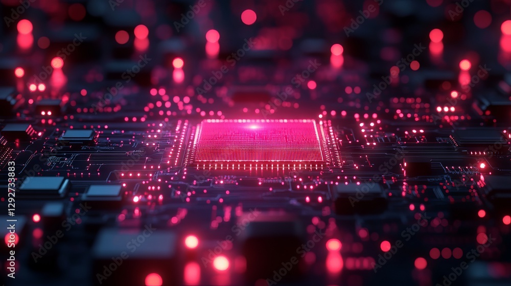Poster futuristic cybersecurity & information technology concept – advanced 3d digital network with printed