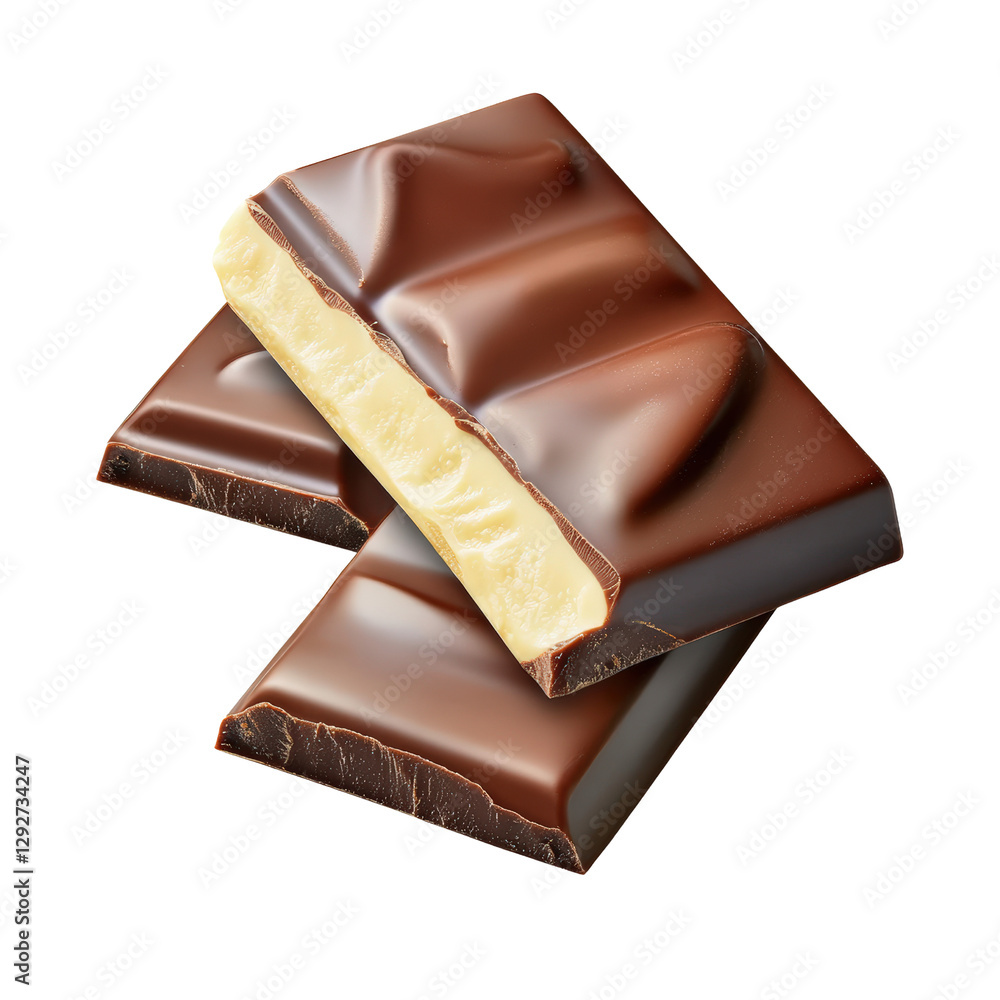 Aufkleber delicious bar of smooth chocolate with a glossy finish placed elegantly on a clean white surface rea