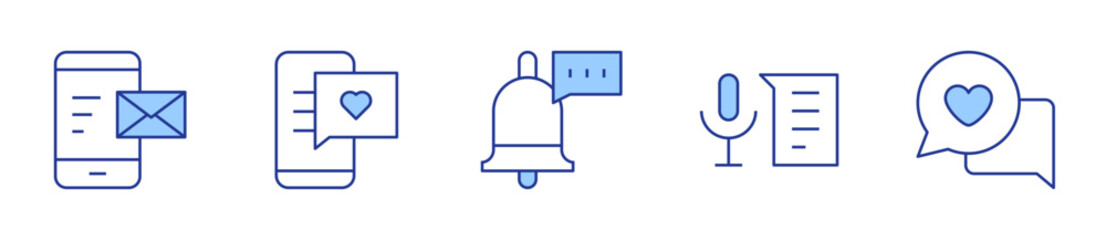 emails, speech, chat, dating app, notification. Messaging Icon vector illustration. Line Duotone style. Editable stroke